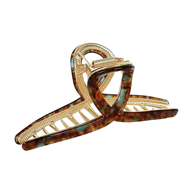 Big Hair Claw Clips Butterfly Barrettes Claw Clips for Women Acetate Claw Clips Metal Hair Clip for Girls Large Hair Accessories for Long Thick Hair (Brown Green)