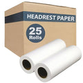 25-Pack 8.5" x 125' White Crepe Finish 17 Pound Paper Headrest Paper Rolls for Medical, Exam and Chiropractic Tables