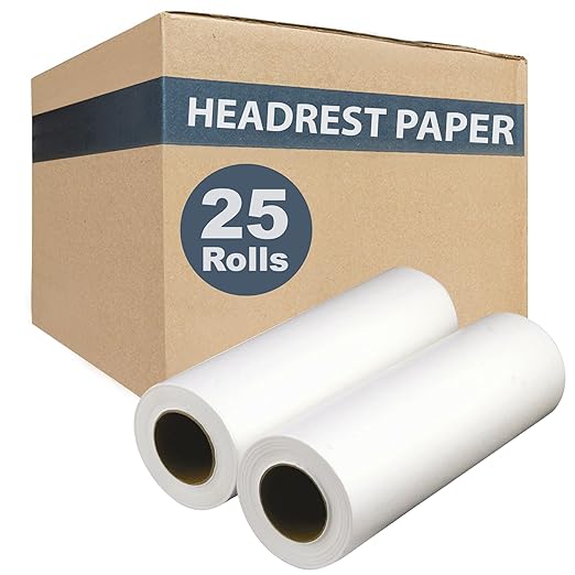 Headrest Rolls, 25-Pack - 8.5" x 225' - Premium Smooth 16 Pound Paper - Disposable Face Cradle Surface Spool for Medical, Exam and Chiropractic Tables