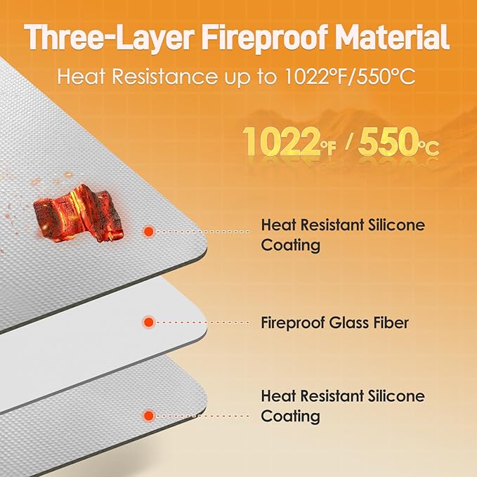 Heat Resistant Mat for Air Fryer, 15 x 18in Heat Resistant Mat for Countertop, Fireproof Silicone Countertop Protector Appliance Slider for Air Fryer, Coffee Maker, Toaster, Oven (Grey)