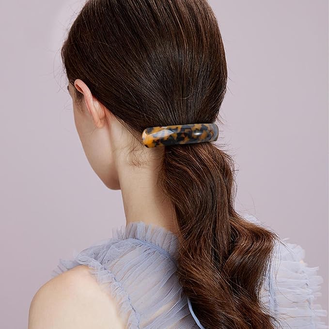 Large Hair Barrettes for Women Beautiful Lines Simple Retro Classic Snap French Hair Clips, Fashion Hair Accessories for Women Thick Hair 3 Pcs (HJ-Tortoise Shell)