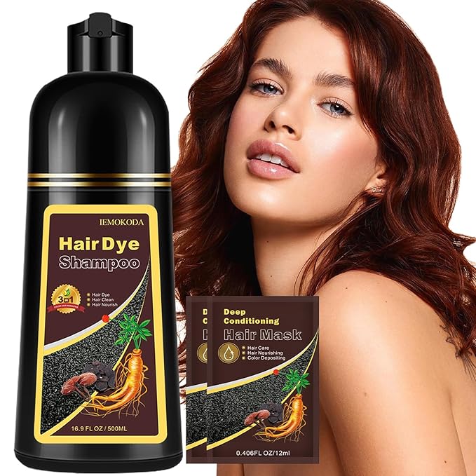 Instant Cherry Brown Hair Dye Shampoo for Vibrant Hair Color, Natural Herbal Hair Color Shampoo Hair Dye, 3 in 1 Coloring & Care Formula Lasts 3-4 Weeks, Easy & Quick to Use for Women Men, 500ML