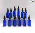 YIZHAO Blue Glass Dropper Bottle 2oz, Tincture Bottles with Glass Dropper, for Essential Oils, Aromatherapy, Cosmetic, Laboratory, Pharmacy, Liquids, Travel –12 Pcs