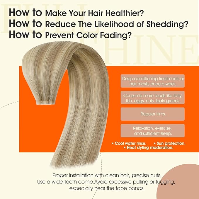Full Shine Injected Tape in Human Hair Extensions Color 16 Highlight 22 Blonde 20Inch Intact Tape Extensions Human Hair 50G 20Pcs for Daily Office Look Long Lasting Adhesive Seamless Skin Weft