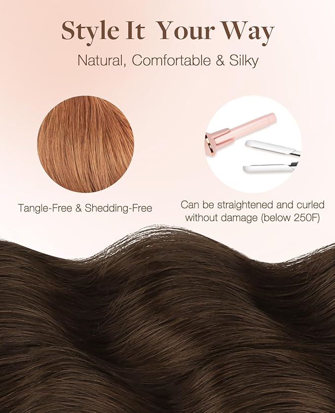 GOO GOO Invisi Edge Tape in Hair Extensions Human Hair, 330 Cinnamon Terra Copper, 20pcs 14inch 50g, Virgin Remy Hair, Seamless Injected Tape, Natural Look