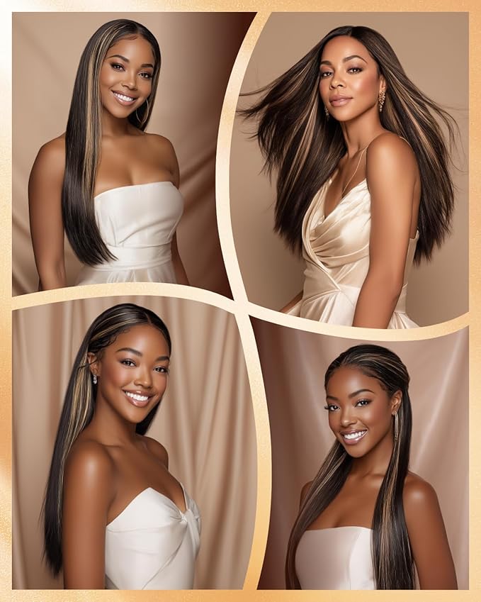 Arabella 13x6 Balayage Wig Human Hair Glueless Wigs Human Hair Pre Plucked Pre Cut 13x6 Ear to Ear Full HD Lace Front Wigs 210% Density 1B/27 Straight Wig Drawstring Wig Human Hair 24 Inch