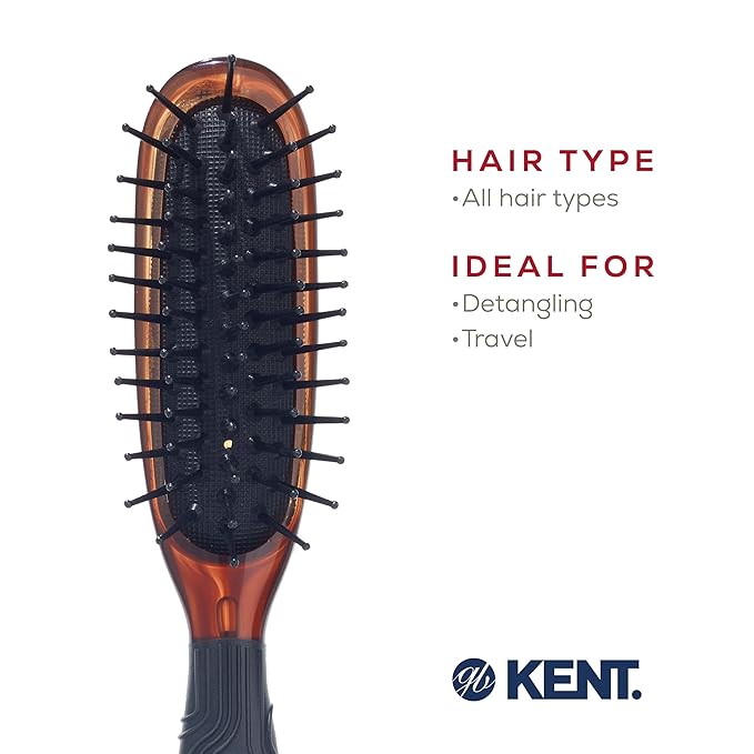 Kent Minihog Detangler Brush, Anti Static Hair Brush with Rounded Nylon Bristles for All Hair Types, Travel Brush with Ergonomic Grip for Easy Styling