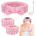 Face Wash Headband Set with Microfiber Wristbands and Holder - Absorbent Spa Wrist Scrunchies for Cleansing