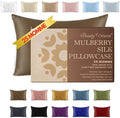 25 Momme Premium Mulberry Silk Pillowcase for Hair and Skin | Handcrafted Hypoallergenic & Anti-Acne Silk Pillow Cases with Zipper | Standard - 20" x 26", Chocolate