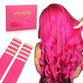 WENNALIFE Tape in Hair Extensions Human Hair Hot Pink Tape in Extensions, 10pcs 20g 10 inch Remy Invisible Tape Ins Straight Colored Soft Real Human Hair Tape in Extensions Refill Set Extensions