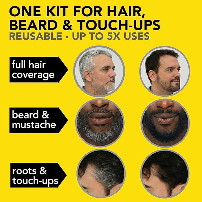 Cleverman Hair & Beard Dye Kit for Men, All-in-One Reusable Mens Hair Color, Natural Gray Coverage, Ammonia-Free Beard Mustache Dye for Men (Dark Blond)