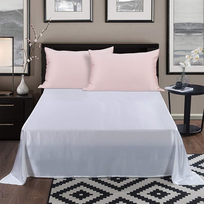 ALASKA BEAR 20 by 54 Silk Pillowcase for Curly Hair Women and Couple Pillow Slip Washable, Body Size (1pc, Pink)