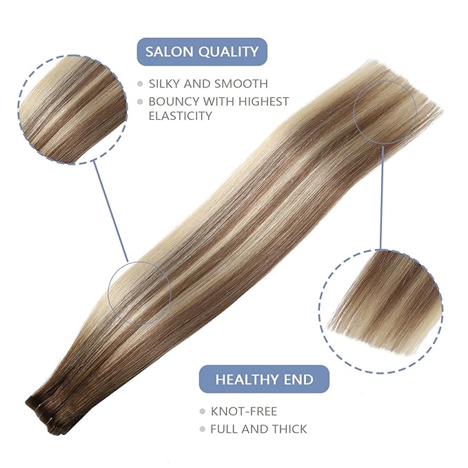 COOKAYU Invisi Edge Tape in Extensions Human Hair Walnut Brown to Ash Brown and Blonde Seamless Injected Tape Ins Straight invisible Hair Extensions 16Inch 35g 20pcs/pack