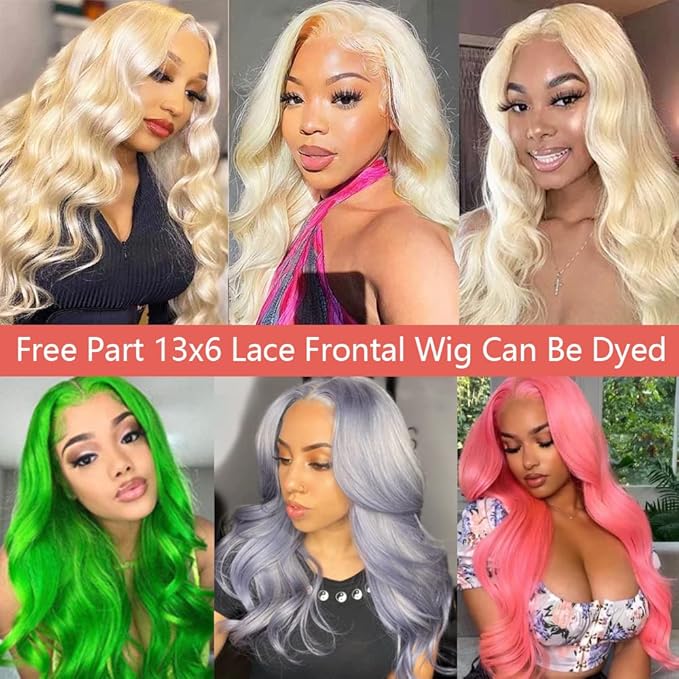 613 Blonde Human Hair Wigs 13X6 HD Transparent Lace Front Body Wave Wigs with Baby Hair for Black Women Pre Plucked Brazilian Virgin Hair Wig 180% Density 20 Inch