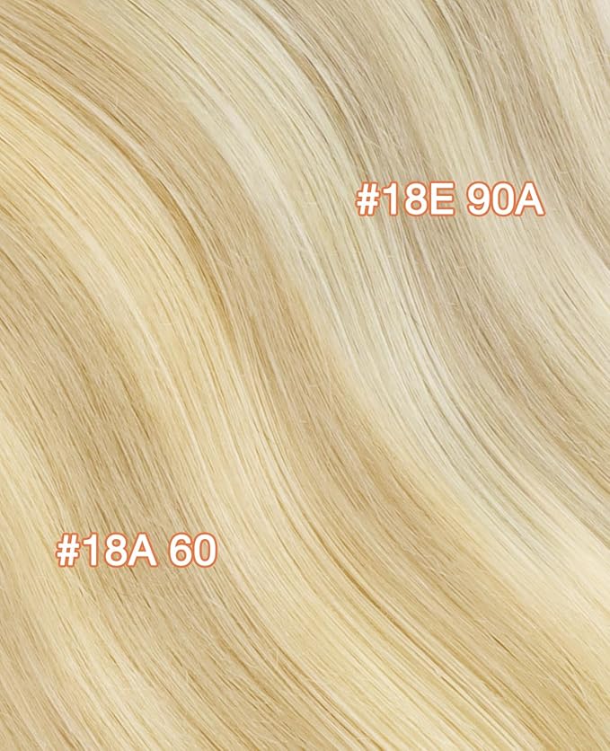 GOO GOO Invisi Edge Tape in Hair Extensions Human Hair, 18AT60A Pearl Ash Blonde Highlights, 6pcs 10inch 15g, Virgin Remy Hair, Seamless Injected Tape, Natural Look
