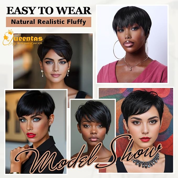 QUEENTAS Black Short Hair Toppers for Women with Thinning Hair 360°3D Cover with 3 Clips Hair Pieces Wispy Bangs 5.5"*5.5" Large Coverage(Natural Black/1B)
