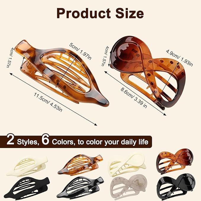 8PCS French Flat Hair Clips for Women Duckbill Hair Clips for Thick& Thin Hair Fashion Leopard Print Hair Claws 2 Styles