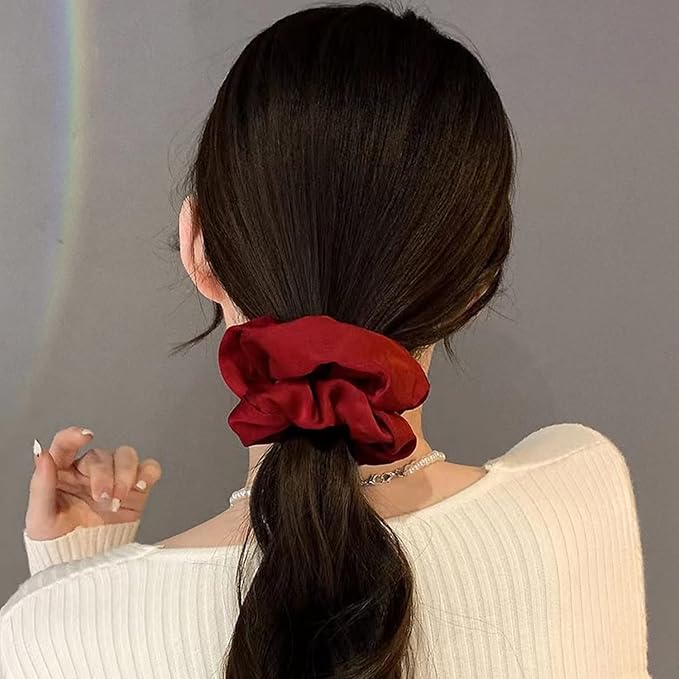 Suncdelv Silk,100% Silk Scrunchies for Hair,22 Momme Hair Ties for Anti-Crease & Breakage,Natural Women Hair Accessories，Fashion Hairbands 3PCS(Blue,Red,Pink）