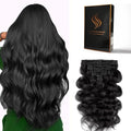 Clip in Hair Extensions Real Human Hair Body Wave 1 Jet Black Clip in 100% Brazilian Remy Human Hair Extensions 8pcs Per Set with 18 Clips Double Weft 16 Inch 90g/3.6oz