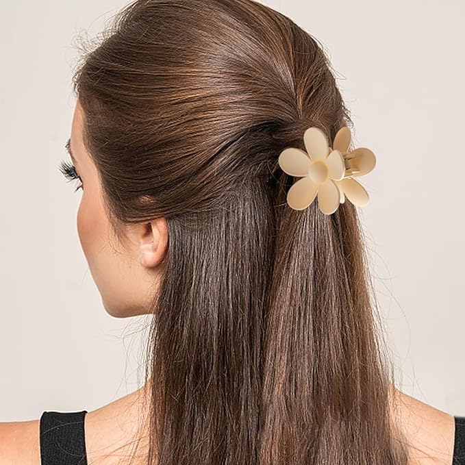 8PCS Hair Clips for Women, Flower Claw Clips for Thick Hair, Non-Slip Hair Accessories with Multi-Styles, Neutral Colors Hair Claw Clips and Variety Pack, Ideal for Girls