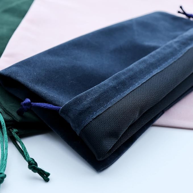 Aestivate 8 Pack Large Velvet Drawstring Pouch, Velvet Bag 8×10 Inch Storage Bag Cosmetics Pouches Dust Bag 8 Pieces (Navy Blue)
