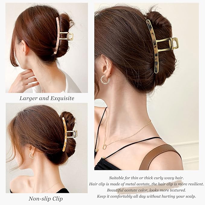 FAELBATY Big Butterfly Hair Claw Clips for Women - 4.7" Acetate and Metal Hair Accessories for Long, Thick Hair (3 Pcs)