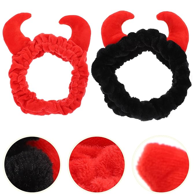 Spa Headband Devil Horns Makeup Hair Bands Sturdy Wear-Resistant Face Washing Cosmetic Turban Head Wraps Shower Yoga for Women