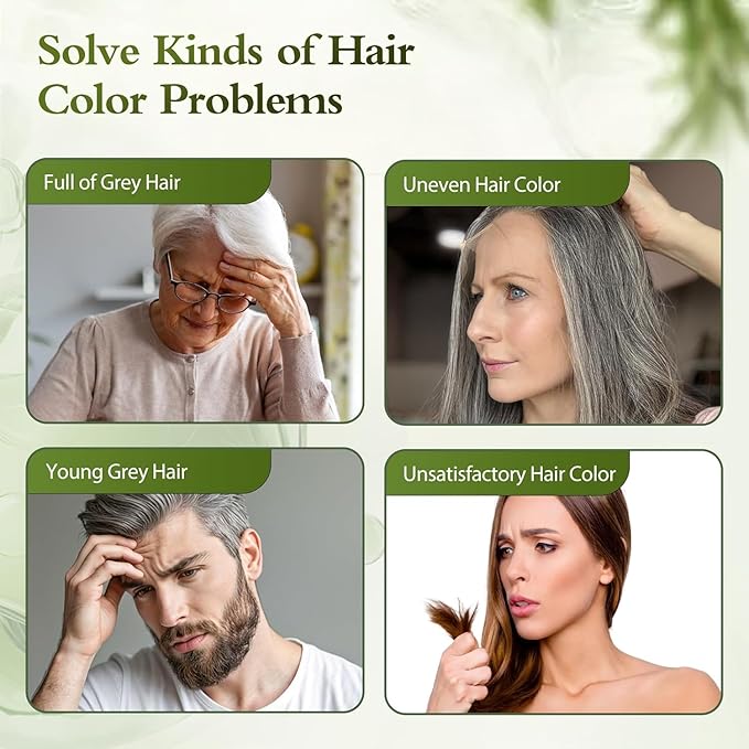 Dark Brown Hair Dye Shampoo,Gray Hair Cover up Herbal Semi-Permanent Hair Color Shampoo for Women Men