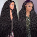 36 Inch Deep Wave Lace Front Wigs Human Hair 250% Density 13x6 HD Transparent Lace Frontal Wigs Human Hair Curly Wigs for Women Pre Plucked with Baby Hair Natural Color