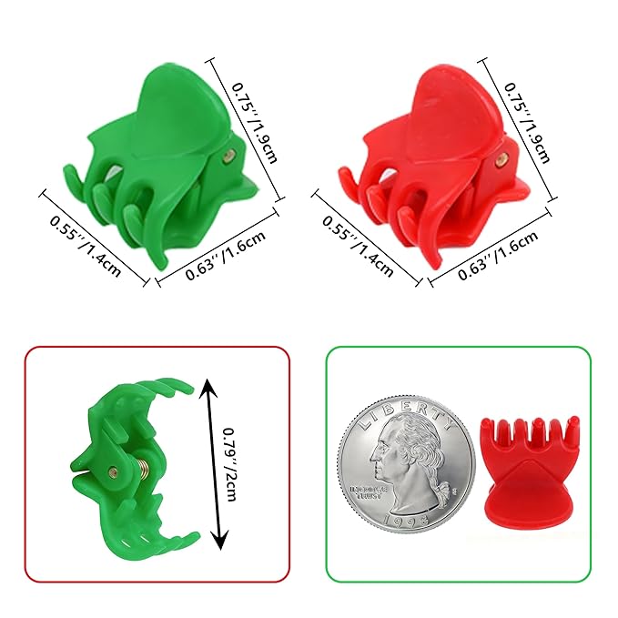 YOHAMA 36 PCS Red and Green Mini Hair Claw Clips Great for Design Kids and Adult Hairstyles Decoration Buns, Pining Bangs Strong Grip Multi-function Clamp Clips.