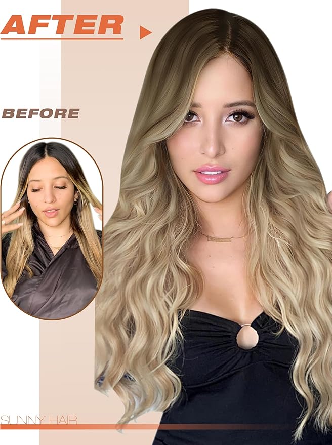 Sunny Hair Tape in Hair Extensions Human Hair Brown Balayage Blonde Tape in Extensions 22 Inch Real Hair Extensions Tape in 20Pcs 50g