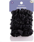 Amazon Basics Satin Scrunchies Black Hair Ties, Pack of 8