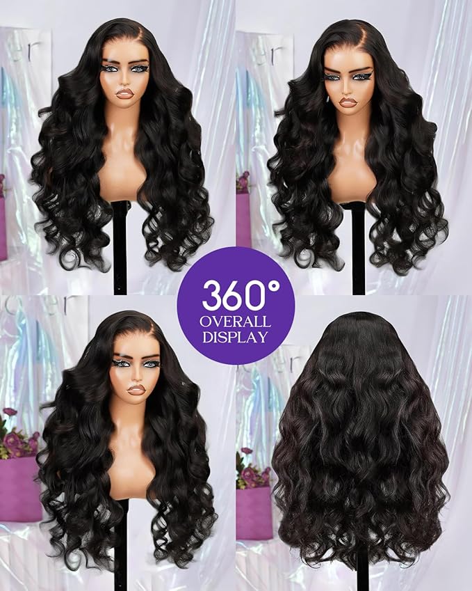 13x6 Body Wave Lace Front Wigs Human Hair Pre Plucked 180 Density HD Transparent Lace Frontal Wigs Human Hair for Women Glueless Wigs No Synthetic Blend Triple Lifespan 3X 28Inch
