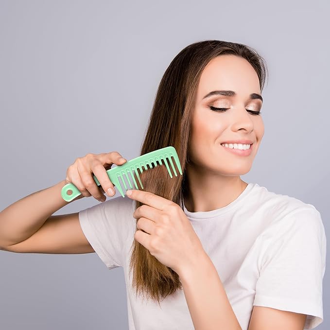 HYOUJIN Two Set Large Wide Tooth Comb - Detangling Wet or Dry Hair, Shower Comb for Women, Men, Curly, Long Hair, Green