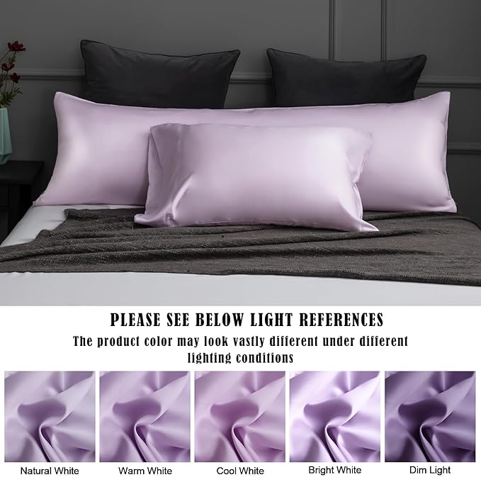 TELUS Pillow Cases Queen Size 2 Pack, Bamboo Rayon & Lyocell Pillowcase with Envelope Closure, Cooling Breathable Pillow Cover for Hot Sleeper & Night Sweats, 20x30 inch, Light Purple