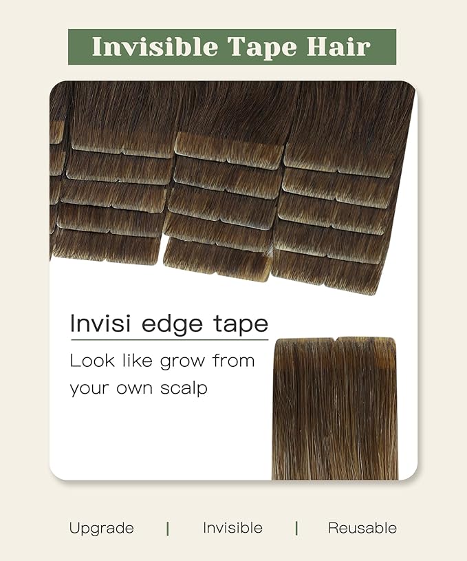 SURNEL Injection Tape in Hair Extensions Human #4 Chocolate Brown Invisible Tape in Extensions 20 Pcs 40g(#4,18)