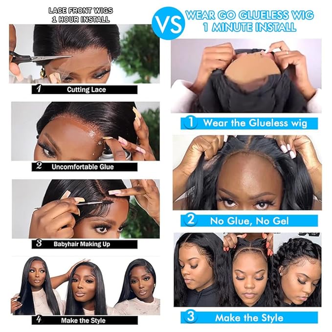 32 Inch Wear and Go Glueless Wigs Human Hair Pre Plucked Pre Cut 7x5 HD Lace Frontal Wigs Human Hair 180% Density Put on and Go Glueless Wig Body Wave Lace Front Wigs Human Hair for Women