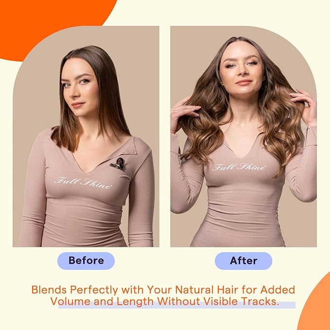 Full Shine Tape in Real Hair Extentions 20 Inch Remy Hair Extensions Balayage Ombre Extensions Color 2 Fading to 3 And 27 Honey Blonde Tape in Hair Extensions Human Hair 50 Grams 20 Pcs Add Volume