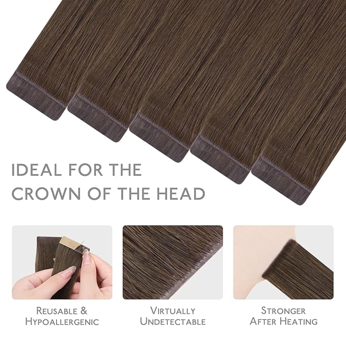 WENNALIFE Invisi Edge & Classic Tape in Hair Extensions Human Hair, 24 Inch 50g 20pcs(10pcs Invisi Edge & 10pcs Classic) Light Ash Brown Invisible Luxury Remy Hair Natural Seamless Injected Tape Ins