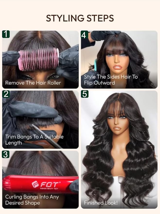KLAIYI Pre Everything Glueless 13x4 Lace Front Wigs Human Hair Loose Body Wave Bye Bye Knots Pre Cut Lace Pre Bleached Pre Plucked 30S Ready to Wear And Go Frontal Wig with Natural Curtain Bang 24Inch