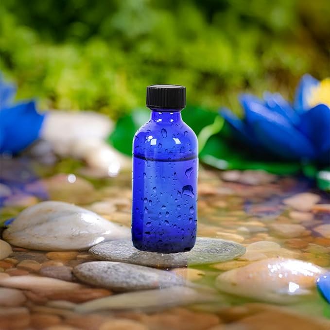 DIDITIME 2 oz Shot Bottles with Caps & Stainless Steel Funnels, Juicing Bottle Reusable Glass, 60ml Small Jars with Lids for Potion, Ginger Shots, Oils, Juice (Cobalt Blue, 24-pack)