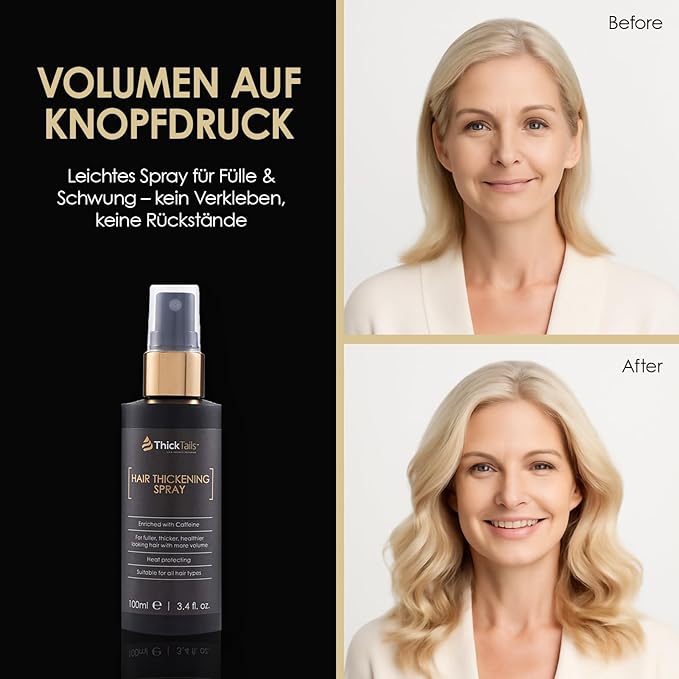 ThickTails Hair Thickening Spray for Women & Men, Instant Volume & Fuller Looking Hair for Fine or Thinning Hair, Root Lift Volumizing Pre-Styler, Lightweight No Residue Formula, 3.4 fl oz
