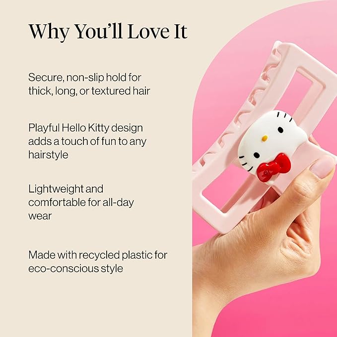 Hello Kitty x Kitsch Hair Clips for Women - Durable, Strong Hold All Day, Cute Jumbo Claw Clips for Thick Hair, Hello Kitty Stuff for Girls | Ideal Gifts for Women - 1 Pc