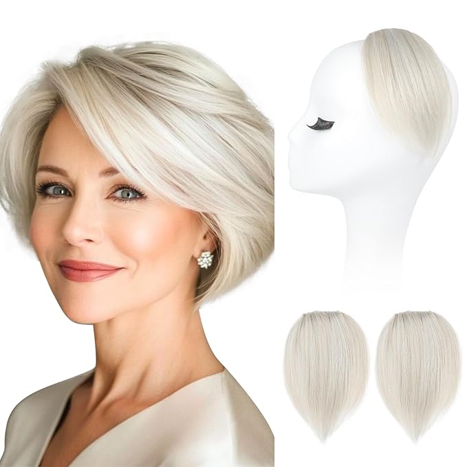 REECHO Clip in Hair Volumizer, 2PCS 6 inch Short Thick Clip in Hairpieces Adding Extra Volume Hair Extensions for Women (Platinum Blonde)