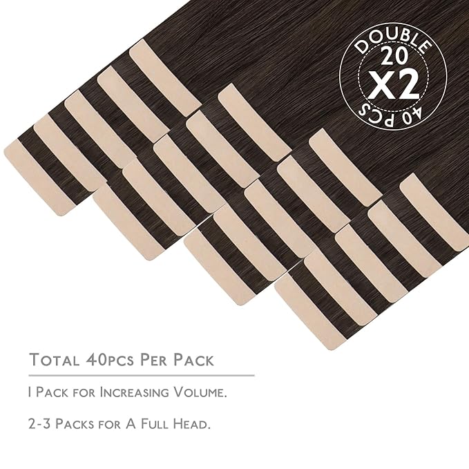 Wennalife Tape in Hair Extensions Human Hair, 40pcs 100g 22 inch Light Dark Brown Hair Extensions Real Human Hair Straight Tape in Extensions Invisible Human Hair Extensions Real Hair Extensions