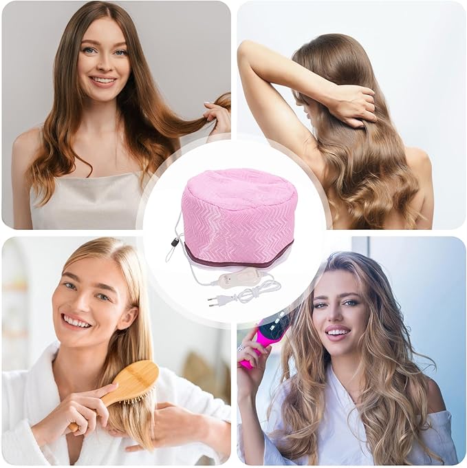 Hair Steamer Cap, 2-Level Heat Thermal Hood, Portable Hair Heat Cap for Deep Conditioning, Drying, Home Spa, Salon, Professional Styling, Women, Girls, Moisturizing, Relaxation