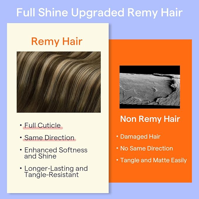 Full Shine Hair Extensions Clip ins Balayage Medium Brown to Honey Blonde Clip in Hair Extensions Remy Hair for Raving 16 Inch 120 G 7 Pcs