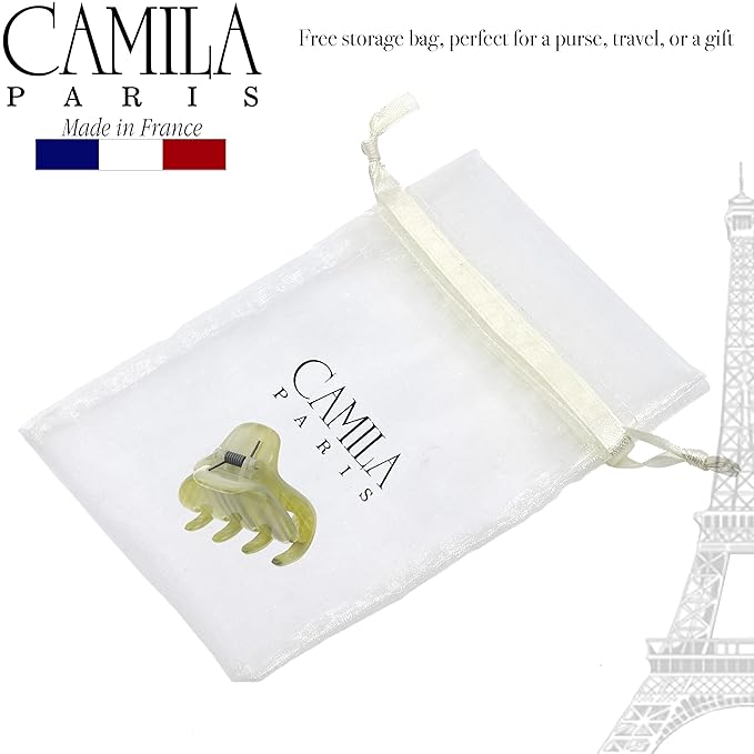 Camila Paris CP3196 French Hair Clip for Women, Small, Gray and Green 2 inches Girls Hair Claw Clips Jaw Fashion Durable Styling Hair Accessories for Women, Strong Hold No Slip Grip, Made in France
