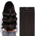 GOO GOO Invisi Edge Tape in Hair Extensions Human Hair, 2 Dark Brown, 6pcs 14inch 15g, Virgin Remy Hair, Seamless Injected Tape, Natural Look