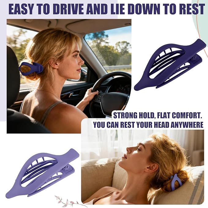 Flat Hair Clips for Women - 6 PCS French Flat Claw Clips Medium Hair Clips for Girls Large Hair Claw Clips for Thick or Thin Hair Strong Hold No Slip Hair Accessories for women (Purple)